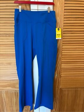 NWT Wink Bold Blue Pull-On Wide Leg yoga scrub Pants size medium